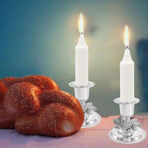 NEW in BOX!! Silver Plated Shabbat Candlestick Holders! 2 Pack - Dreidel Company